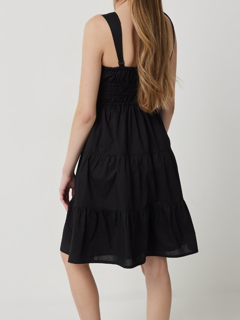 (NWT) Ardene - black cotton poplin tiered midi dress (Large) - Picture 4 of 4